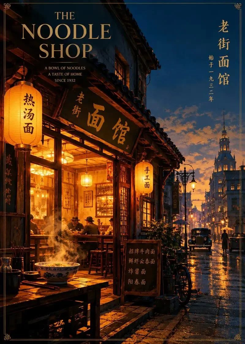 短剧《穿越民国小饭馆》穿越重生题材封面海报